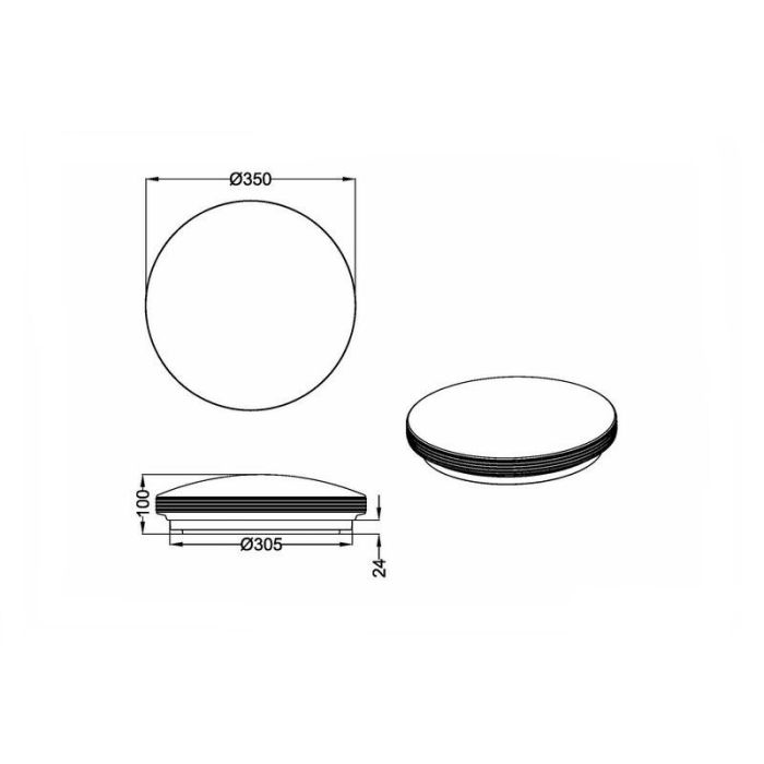Plafonnier salle de bain en plastique chromé, Brunella, 18W, 3000K LED, IP44