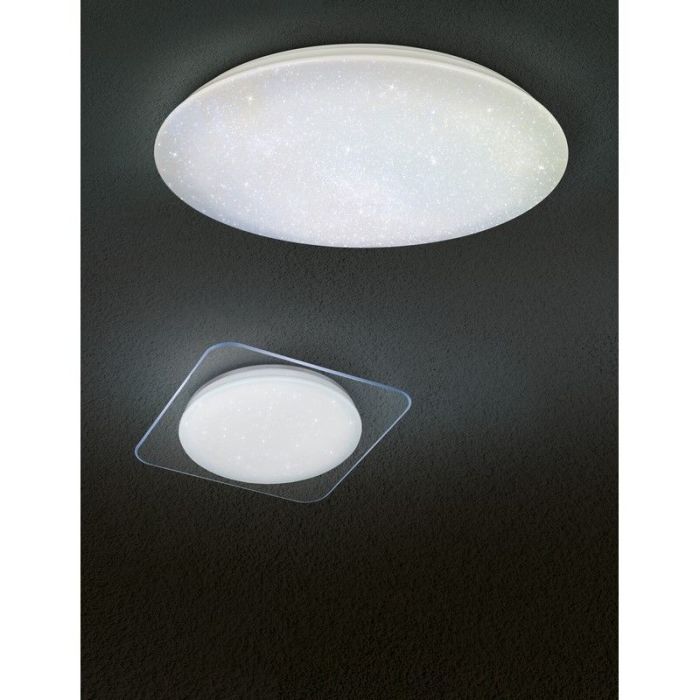 Lampe plafond en plastique blanche, Yafu, 80W, blanc chaud à froid réglable LED, avec télécommande