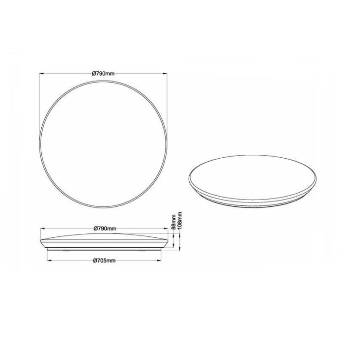 Lampe plafond en plastique blanche, Yafu, 80W, blanc chaud à froid réglable LED, avec télécommande