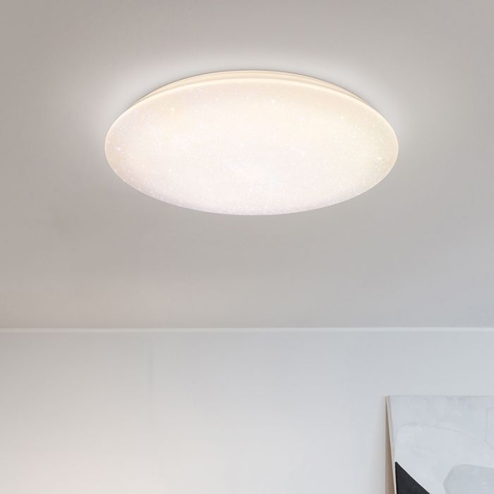Lampe plafond en plastique blanche, Yafu, 80W, blanc chaud à froid réglable LED, avec télécommande
