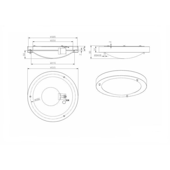 Plafonnier salle de bain en verre blanc, Hadleigh, IP44
