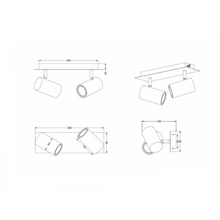 Spot plafond moderne nickel, Kaso