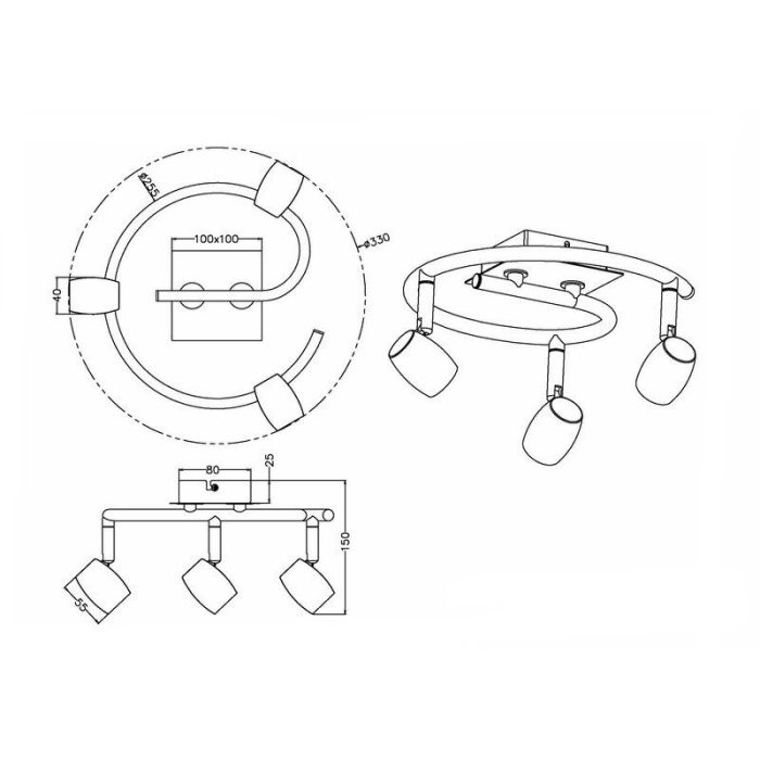 Spot plafond moderne nickel, Acelya
