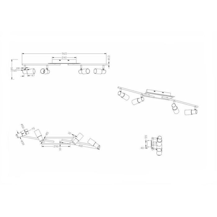 Spot plafond en verre gris, Morely, 4,3W, 3000K LED