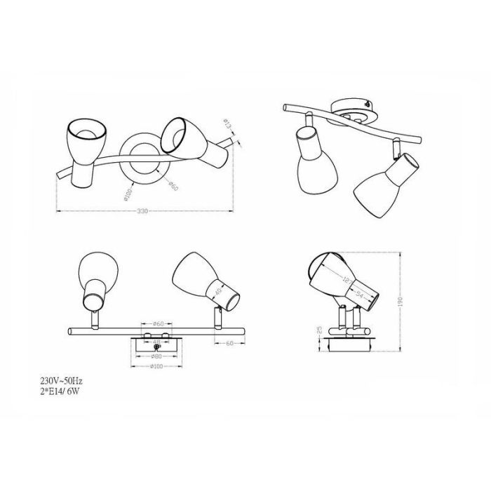 Spot plafond moderne nickel, Gustav