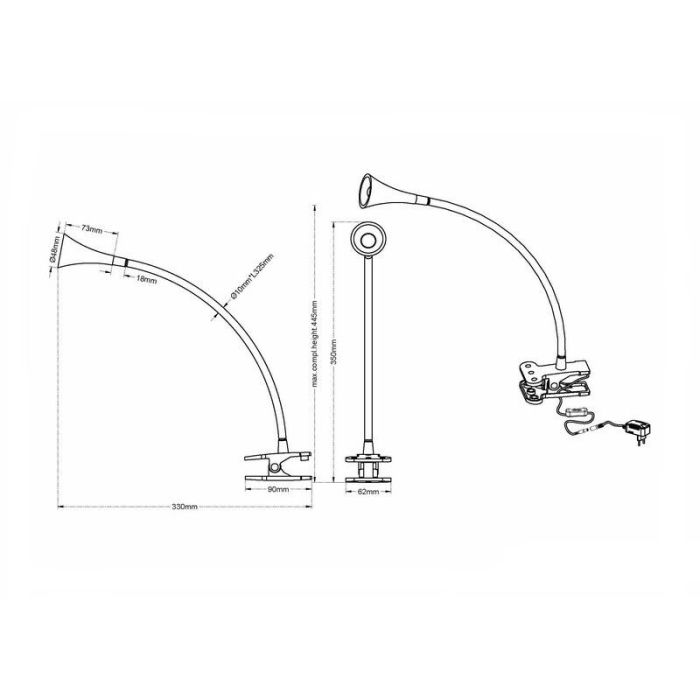 Spot à pince en plastique noir, Yelaisa, 3W, 3000K LED, avec interrupteur