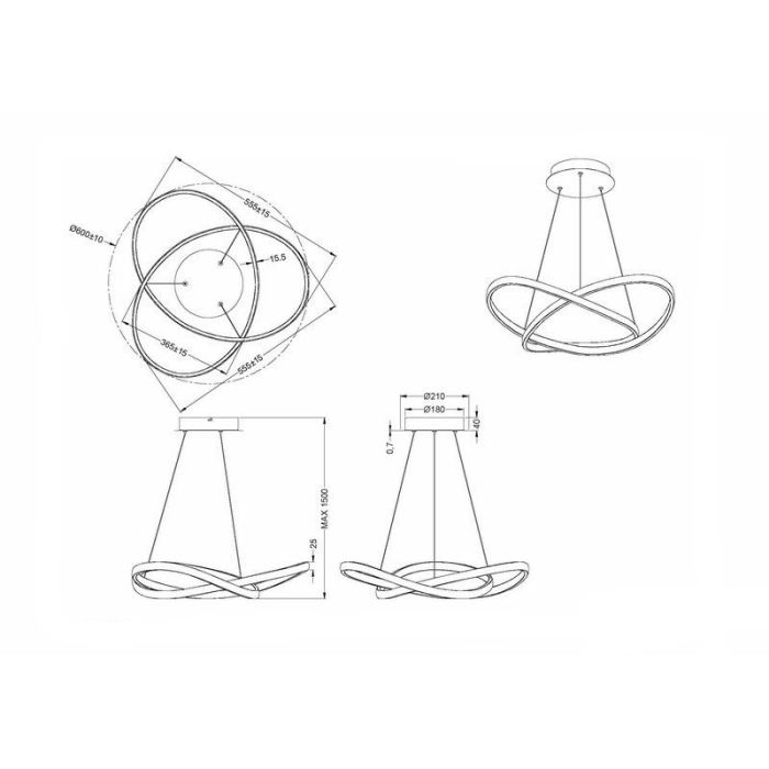 Suspension moderne nickel, Aby, 27W, 3000K LED