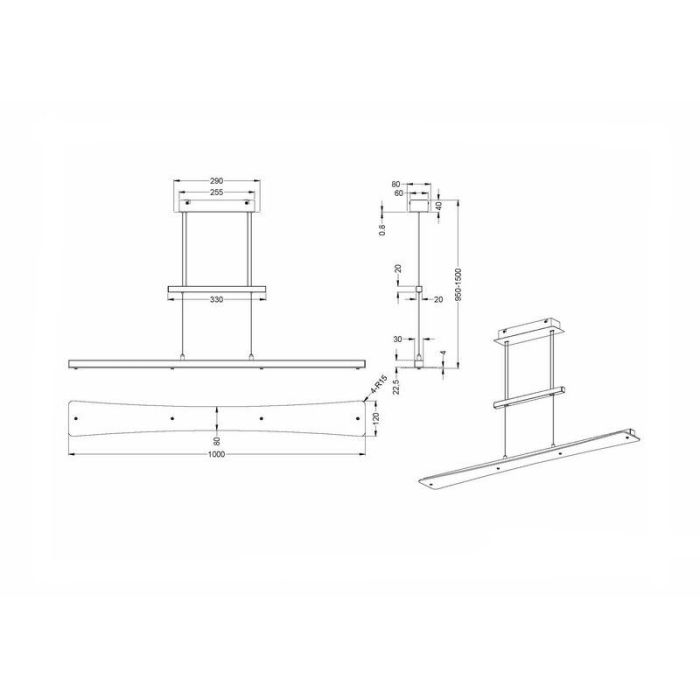 Suspension table à manger moderne nickel, Port, 18W, blanc chaud à froid réglable LED