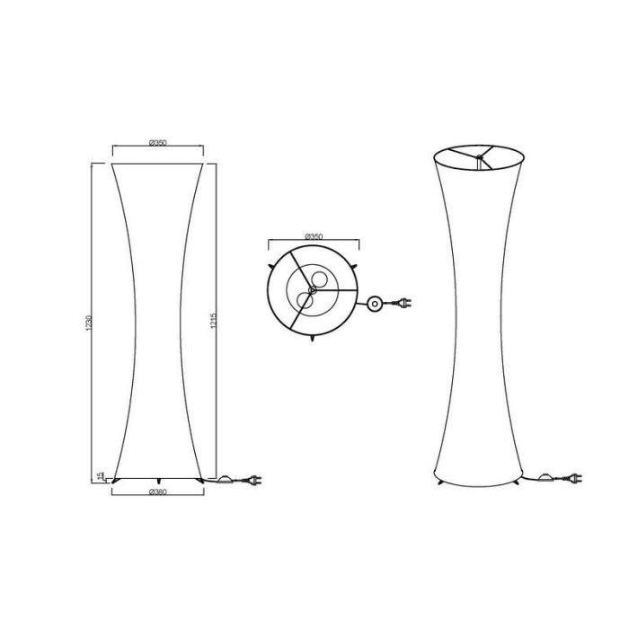 Lampadaire en métal blanc, Vivy, avec interrupteur