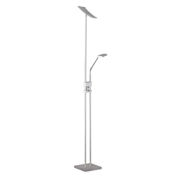 Lampadaire moderne nickel, Simon, 15W, 3000K LED, avec interrupteur