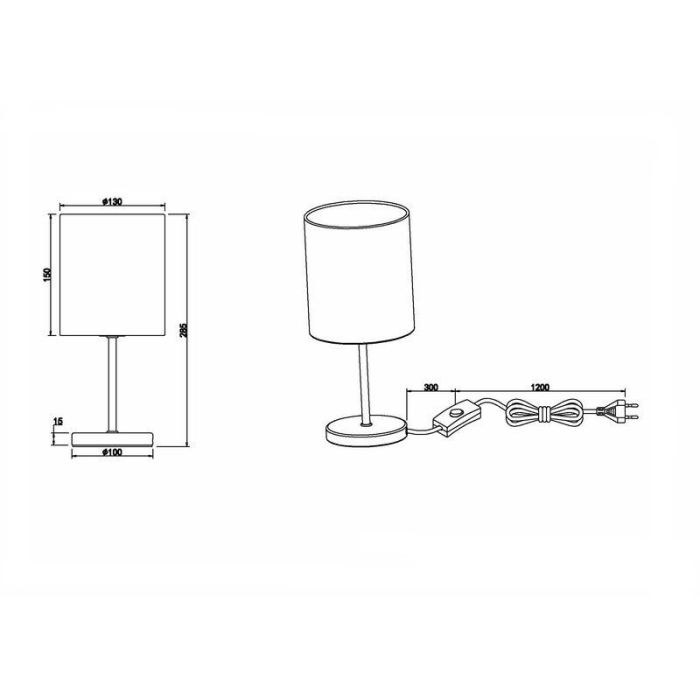 Lampe de table moderne chromée, Zoe, avec interrupteur