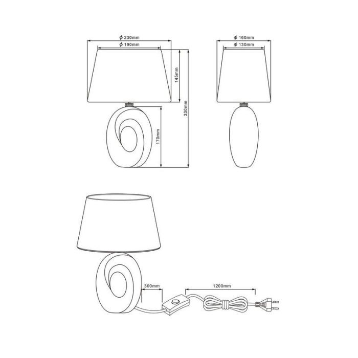 Lampe de table en céramique dorée, Moldrup, avec interrupteur