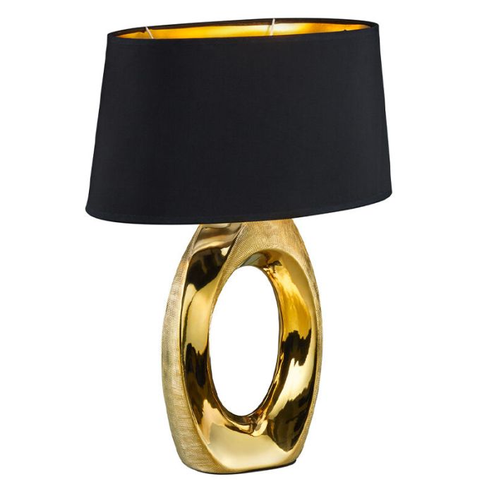 Lampe de table en céramique dorée, Moldrup, avec interrupteur