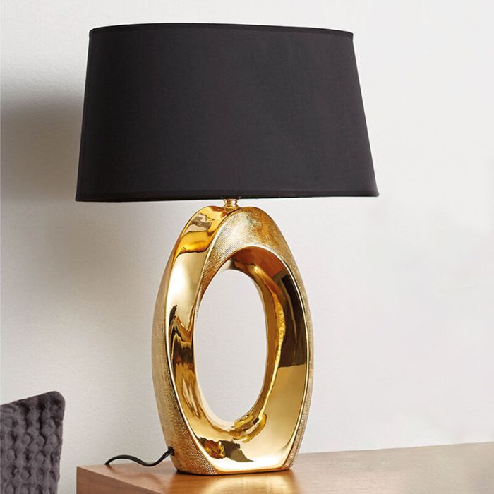 Lampe de table en céramique dorée, Moldrup, avec interrupteur
