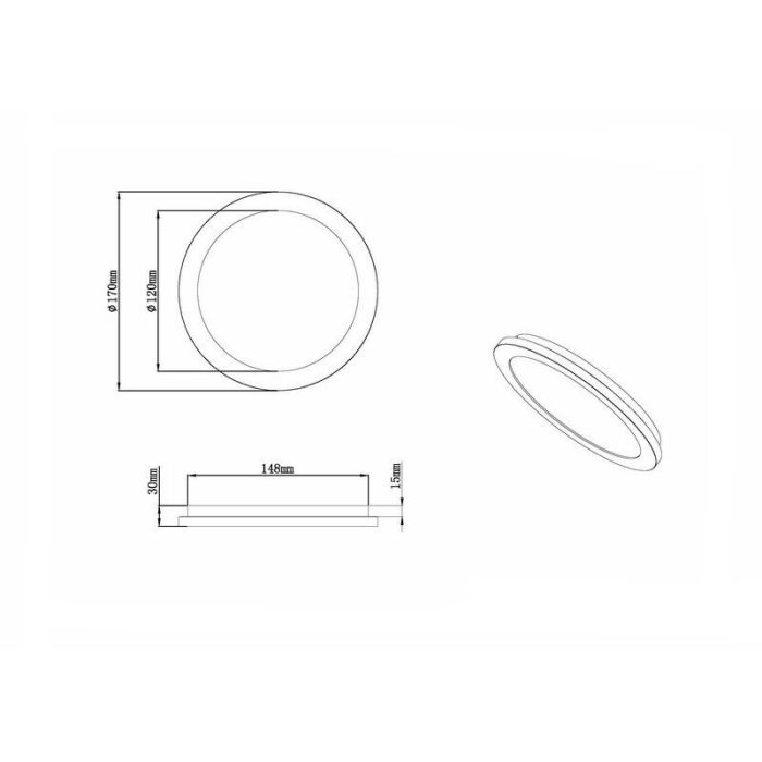 Lampe plafond moderne blanche, Gistrup, 10W, 3000K LED, IP44
