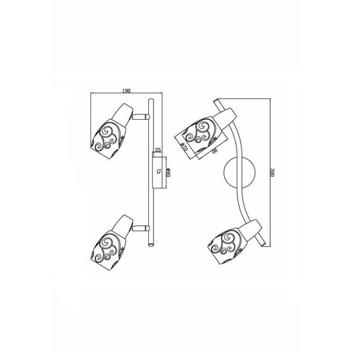 Spot plafond classique nickel, Venya