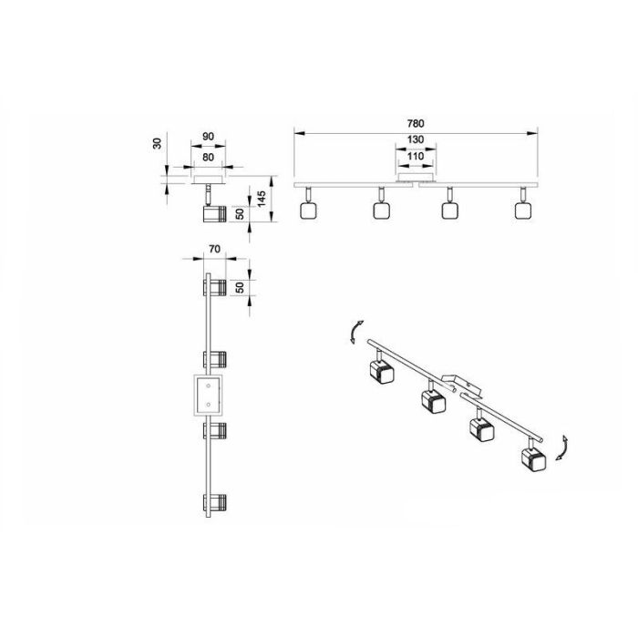 Spot plafond moderne nickel, Kolind, 4W, 3000K LED