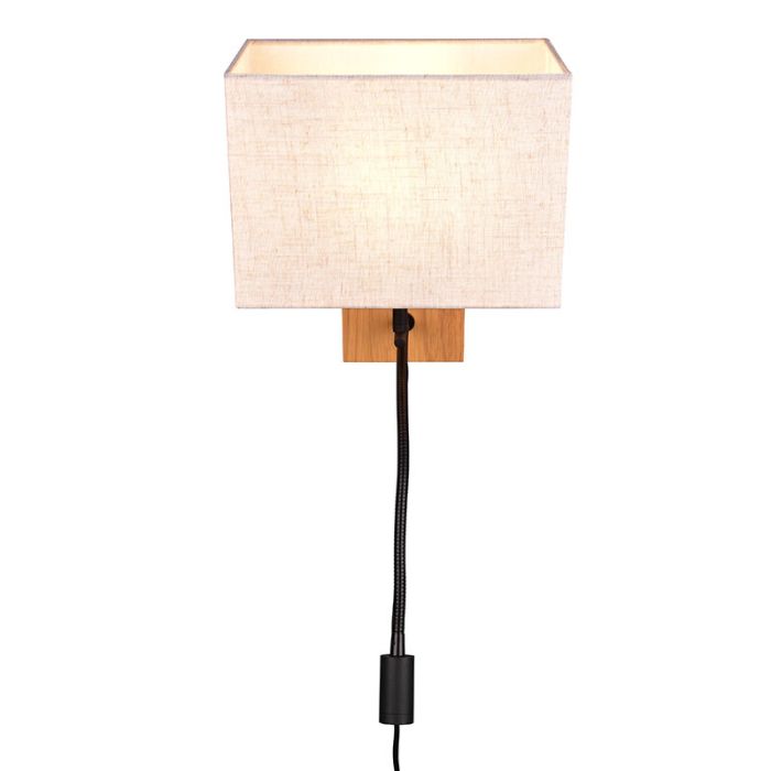 Applique murale en bois blanche, Fransien, avec interrupteur