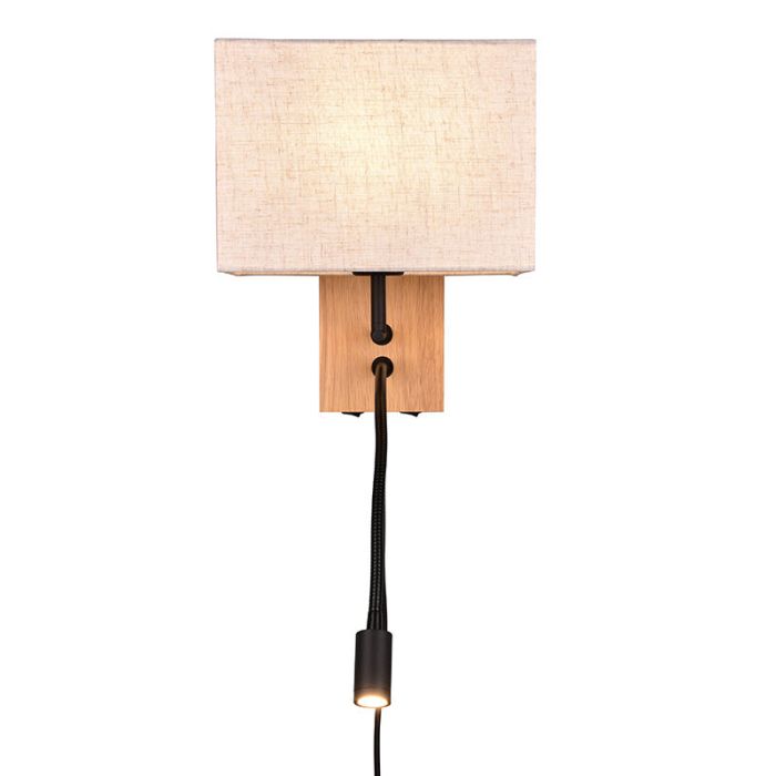 Applique murale en bois blanche, Fransien, avec interrupteur