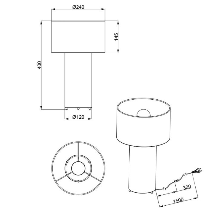 Lampe de table en tissu bleue, Denilson
