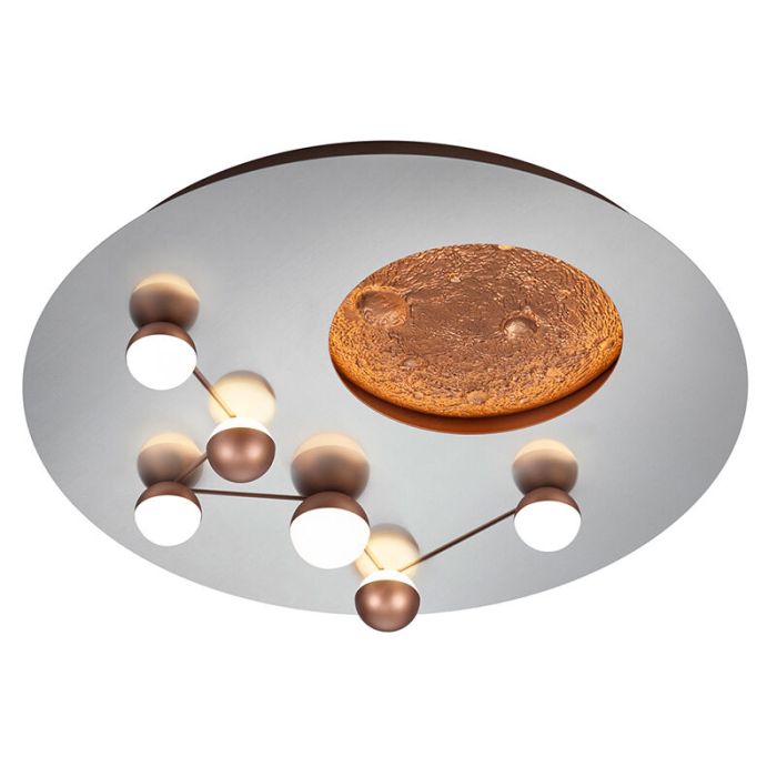 Lampe plafond moderne argentée, Gilberto, 42W, blanc chaud à froid réglable LED, gradable en 3 étapes