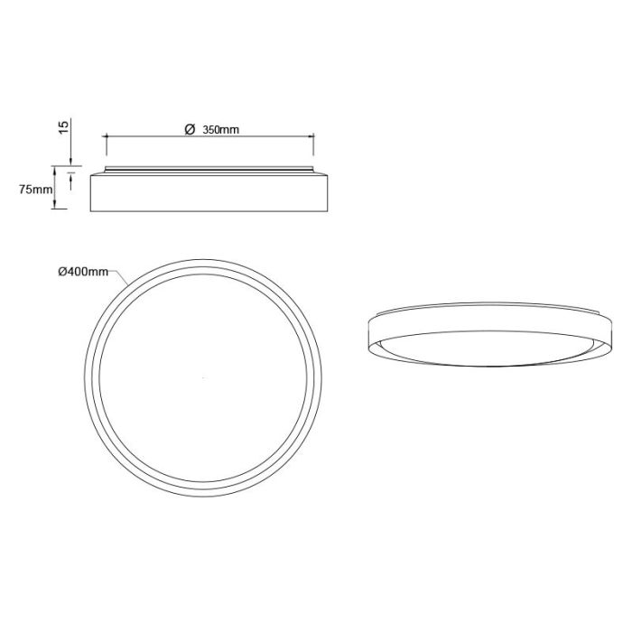 Lampe plafond en plastique blanche, Deon, 24W, blanc chaud à froid réglable LED
