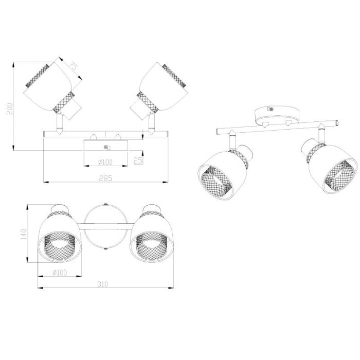 Spot plafond moderne noir, Sylvano