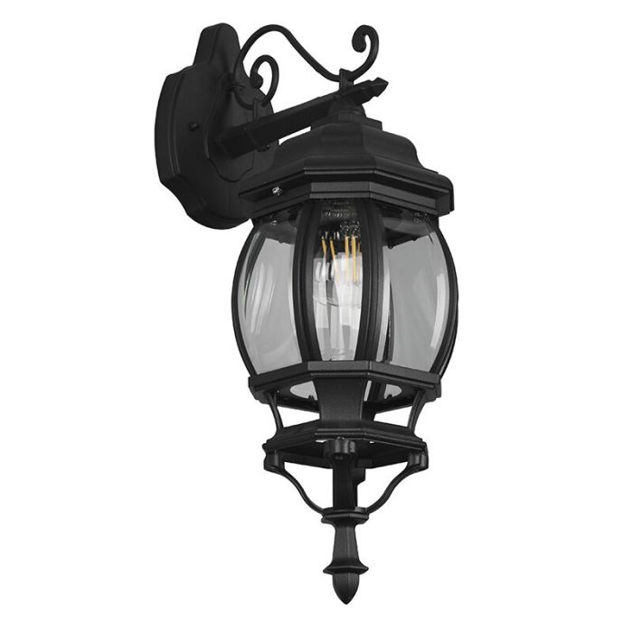 Luminaire extérieur classique noir, Evander, IP23