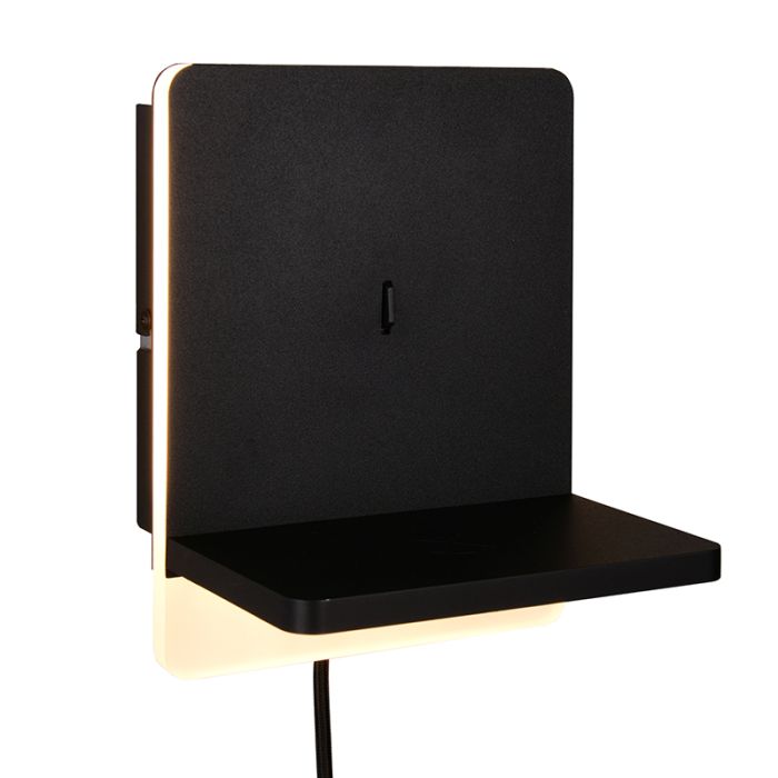 Applique murale moderne noire, Margje, 9W, 3000K LED, avec interrupteur