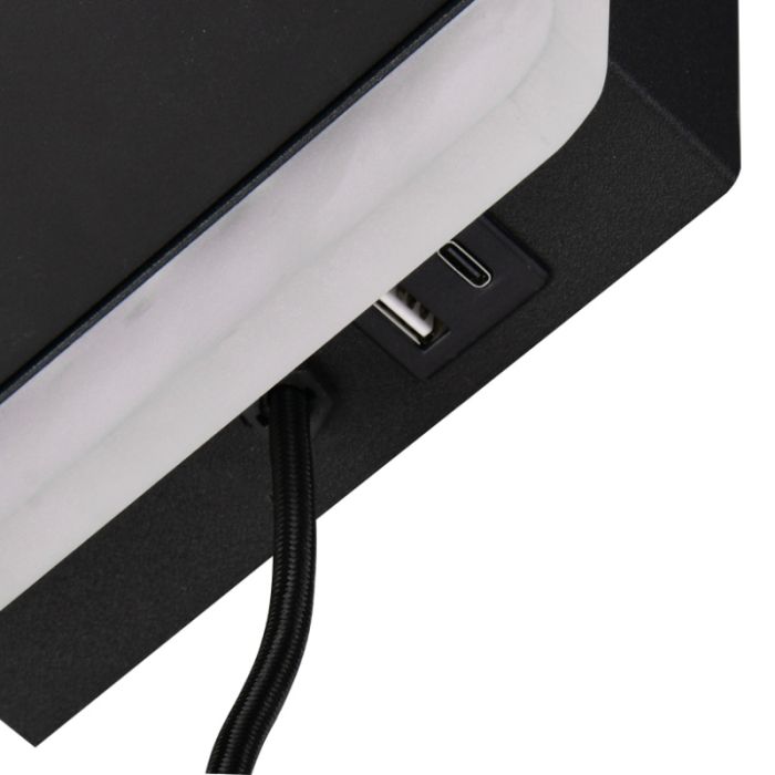 Applique murale moderne noire, Margje, 9W, 3000K LED, avec interrupteur