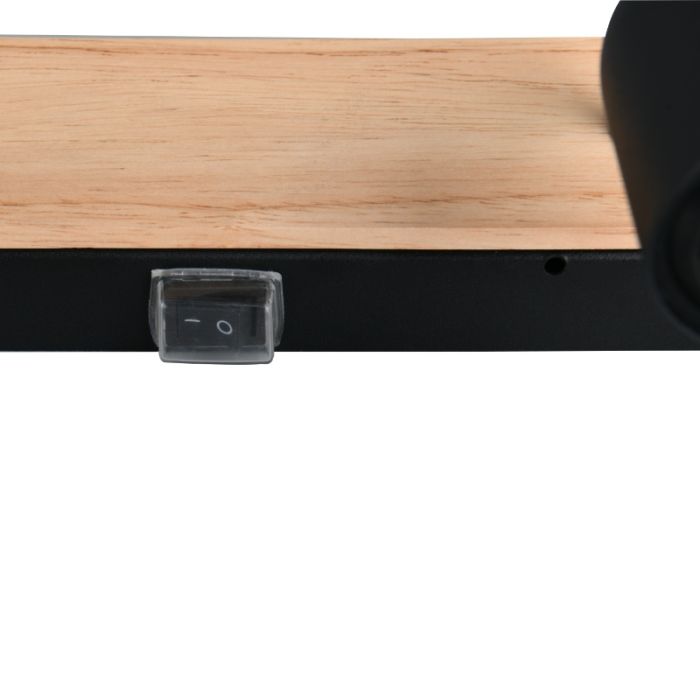 Applique salle de bain rustique noire, Ahsen, IP44, avec interrupteur