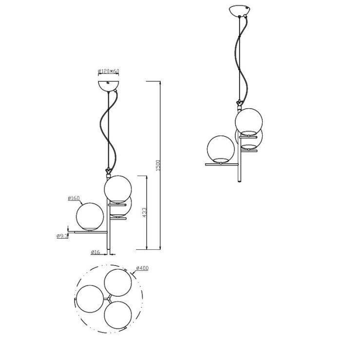 Suspension moderne blanche, Silkis