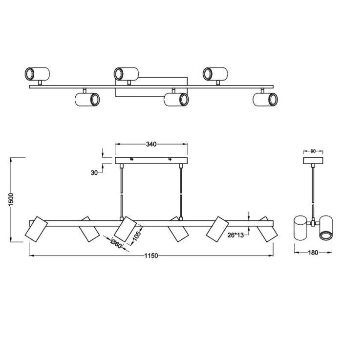 Suspension moderne noire, Kaso