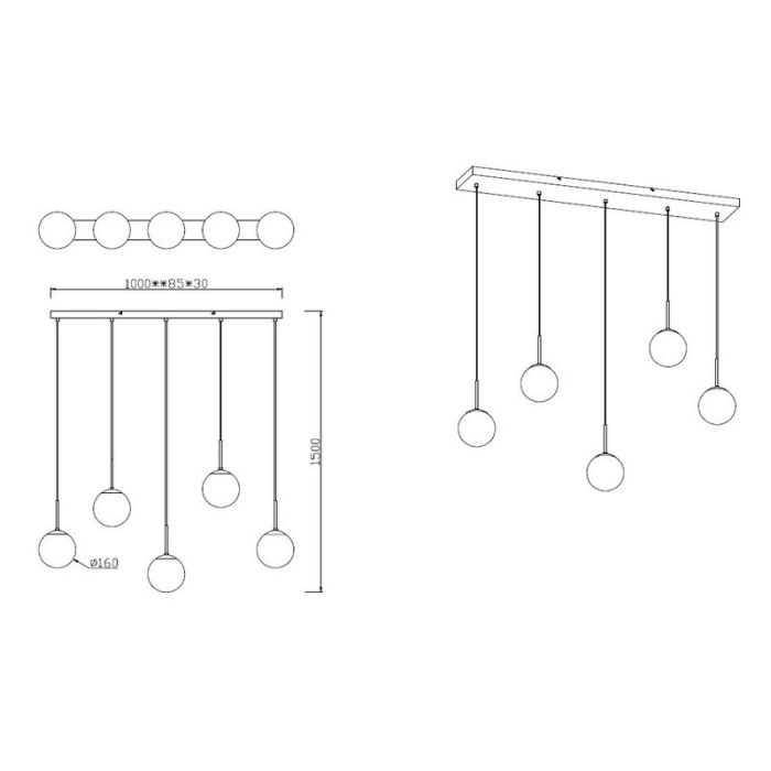 Suspension moderne anthracite, Resi