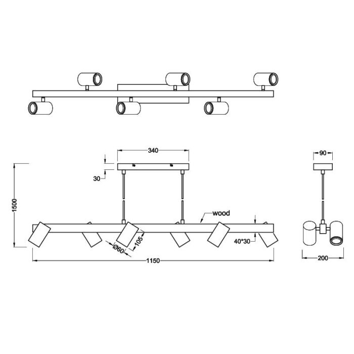 Suspension moderne noire, Kaso