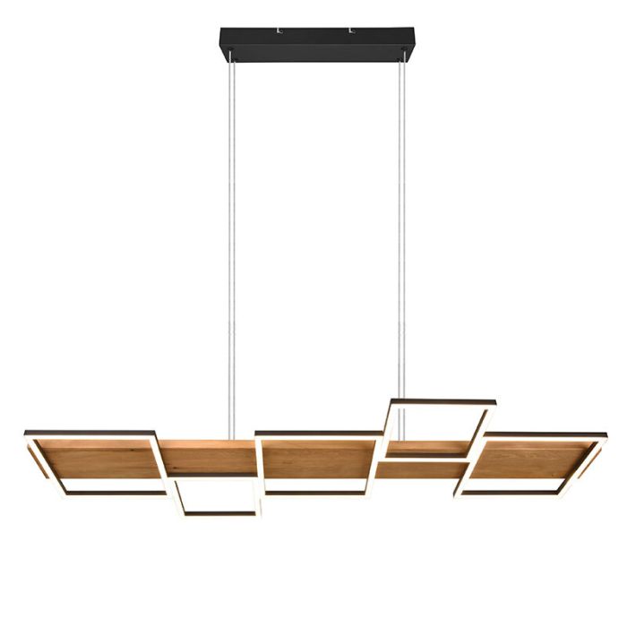 Suspension en bois marronne, Justian, 42W, 3000K LED, gradable en 3 étapes