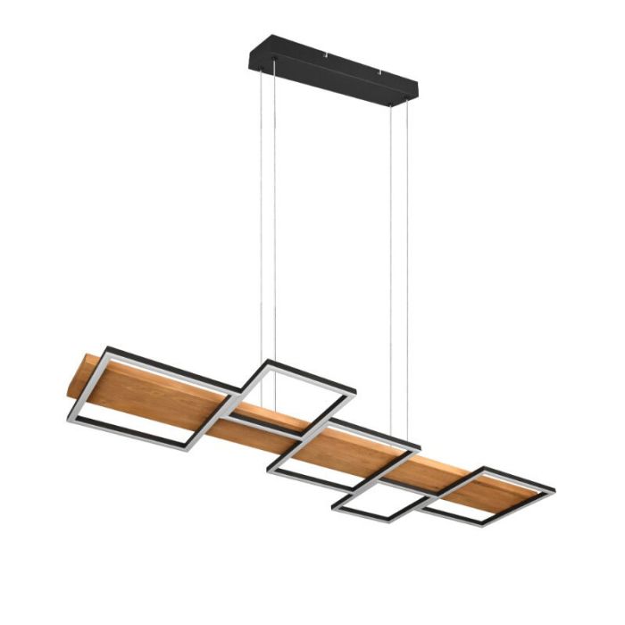 Suspension en bois marronne, Justian, 42W, 3000K LED, gradable en 3 étapes