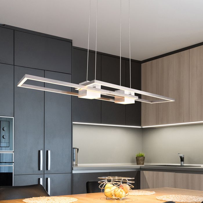 Suspension design nickel, Sohaib, 37W, blanc chaud à froid réglable LED, gradable en 3 étapes
