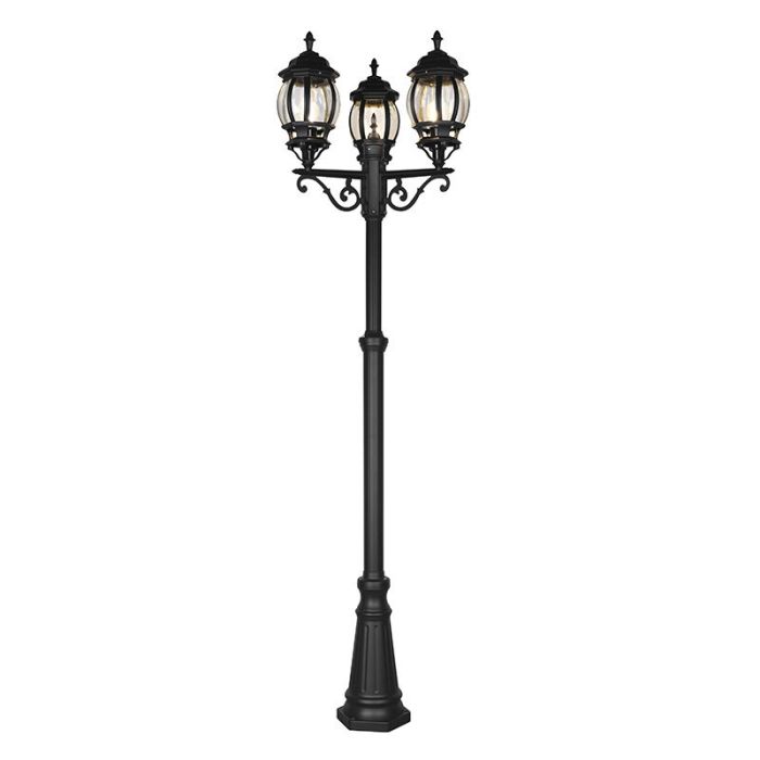 Candélabre extérieur classique noir, Evander, IP23