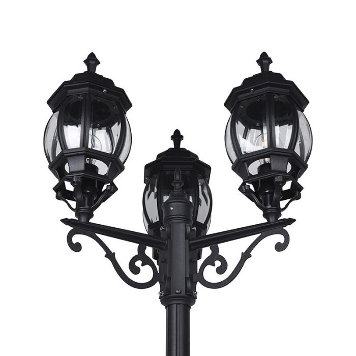 Candélabre extérieur classique noir, Evander, IP23