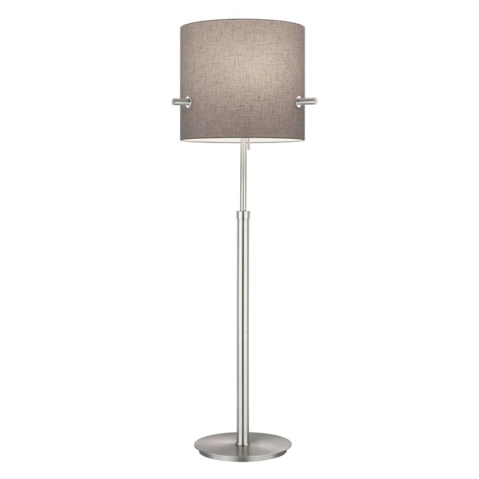 Lampadaire en métal gris, Myke, avec interrupteur à tirette