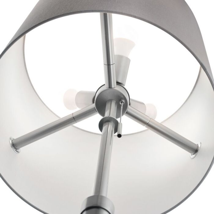Lampadaire en métal gris, Myke, avec interrupteur à tirette