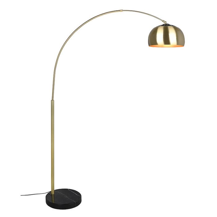 Lampadaire à arc moderne laiton, Myrthe, avec interrupteur