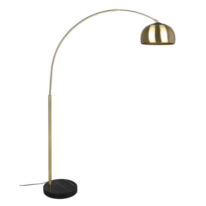 Lampadaire à arc moderne laiton, Myrthe, avec interrupteur