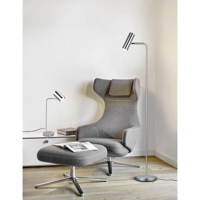 Lampadaire moderne nickel, Kaso, avec interrupteur