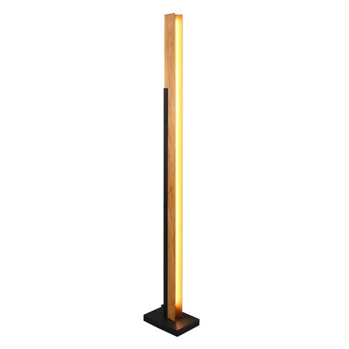 Lampadaire en bois marron, Neville, 16W, 3000K LED, gradable en 3 étapes