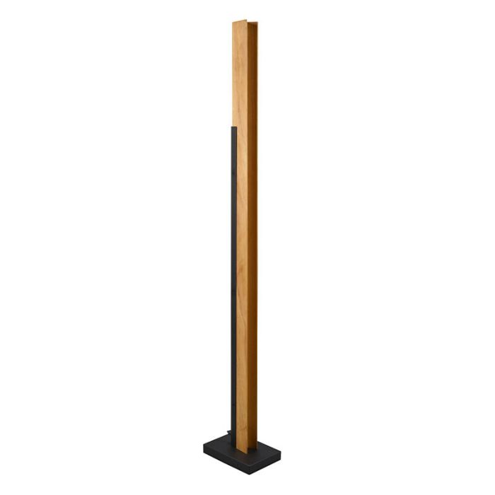 Lampadaire en bois marron, Neville, 16W, 3000K LED, gradable en 3 étapes