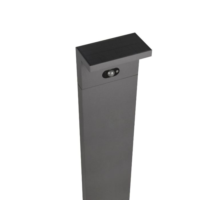 Lampadaire extérieur solaire moderne anthracite, Nesrin, 5W, white switch LED, IP65