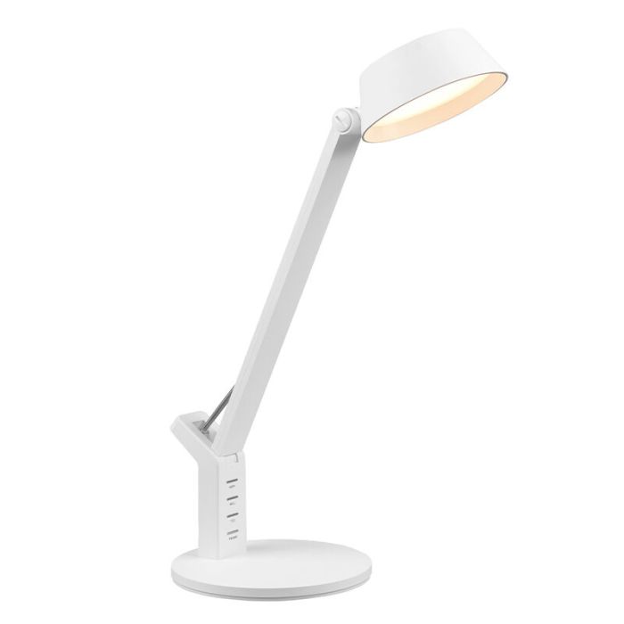 Lampe de bureau moderne blanche, Lindi, 5W, blanc chaud à froid réglable LED, avec variateur tactile