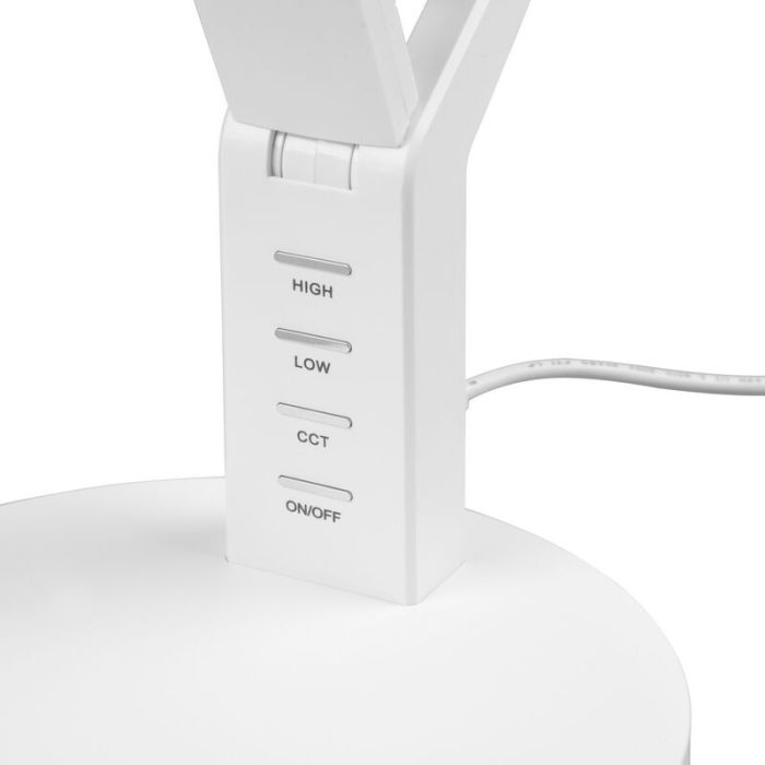 Lampe de bureau moderne blanche, Lindi, 5W, blanc chaud à froid réglable LED, avec variateur tactile